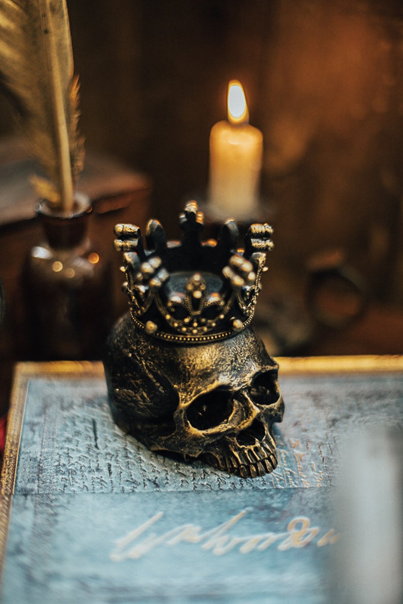 Dark academia Decor Human Skull candle holder crown | Etsy