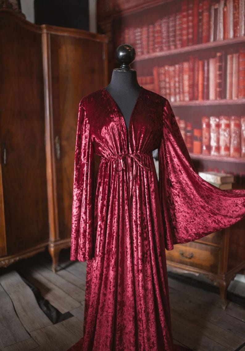 Red Velvet Robe, Vampire Goth Costume, Elegant Overdress - Etsy