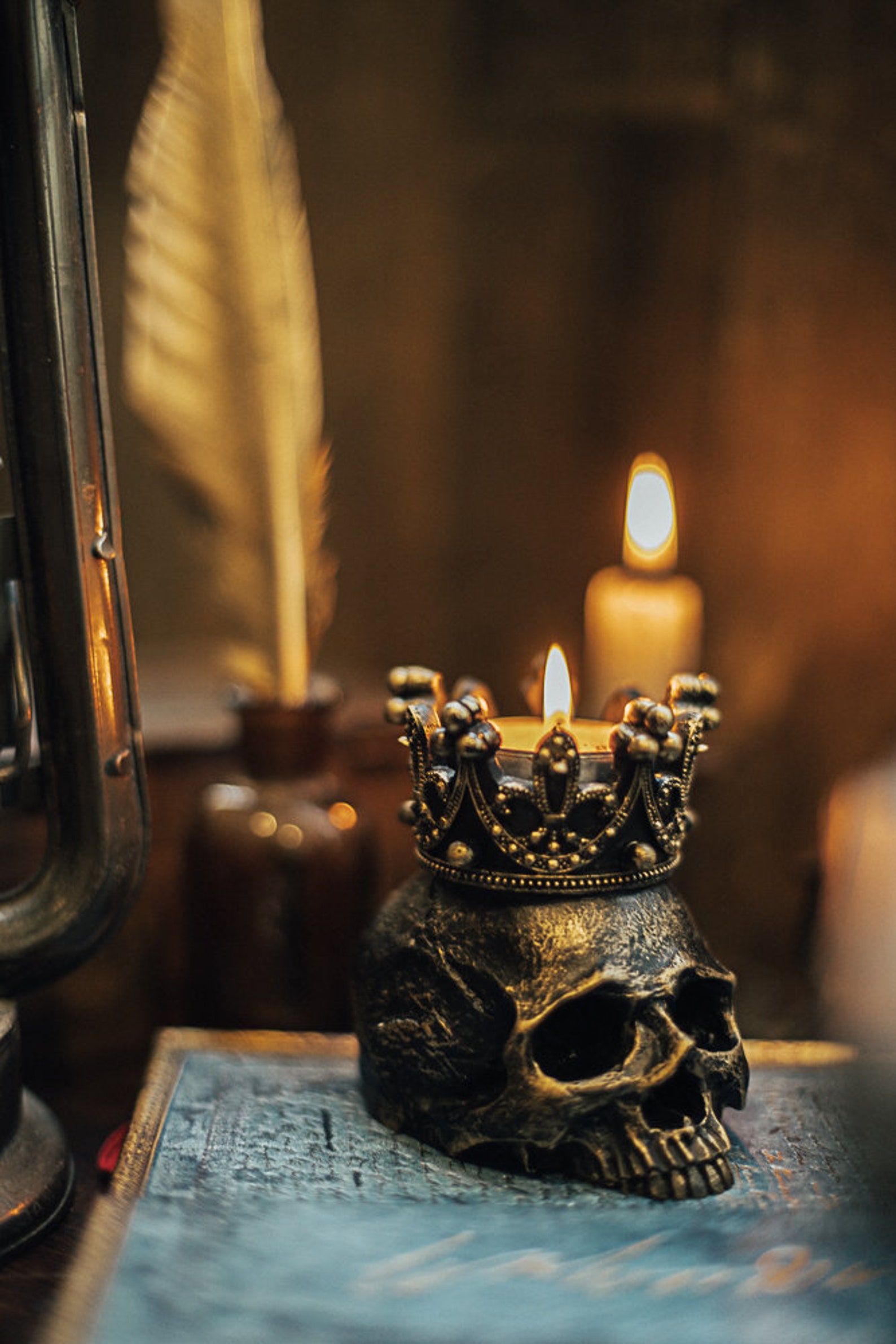 Dark academia Decor Human Skull candle holder crown | Etsy