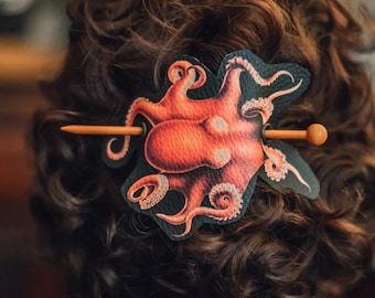 Cthulhu Hair Barrette in Vegan Leather Octopus Creepy Gothic Hair accessory head piece Halloween Victorian Steampunk