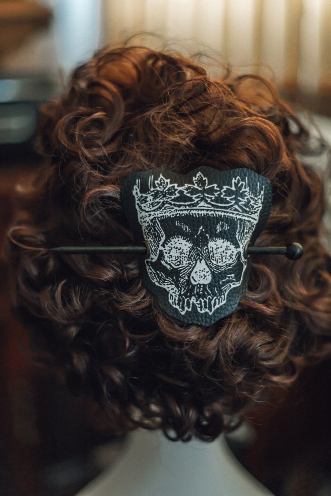 Skull Hair Barrette in Vegan Leather Creepy Gothic Hair | Etsy