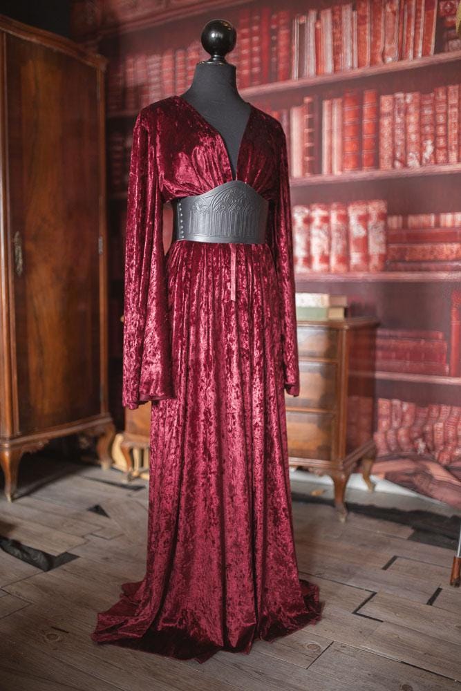 Red Velvet Robe, Vampire Goth Costume, Elegant Overdress - Etsy