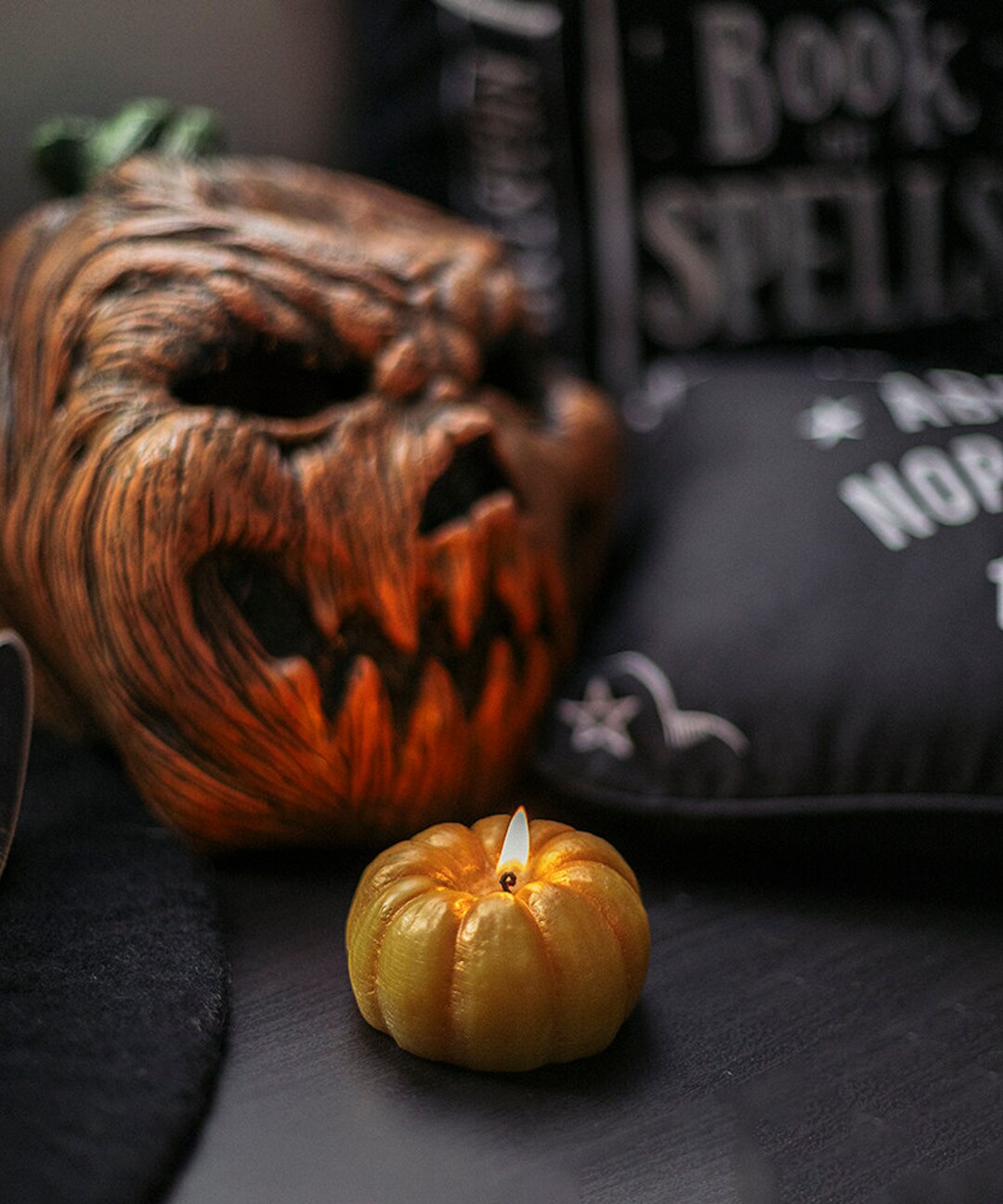 Candle Pumpkin Halloween Orange Witch Decoration Paraffin - Etsy
