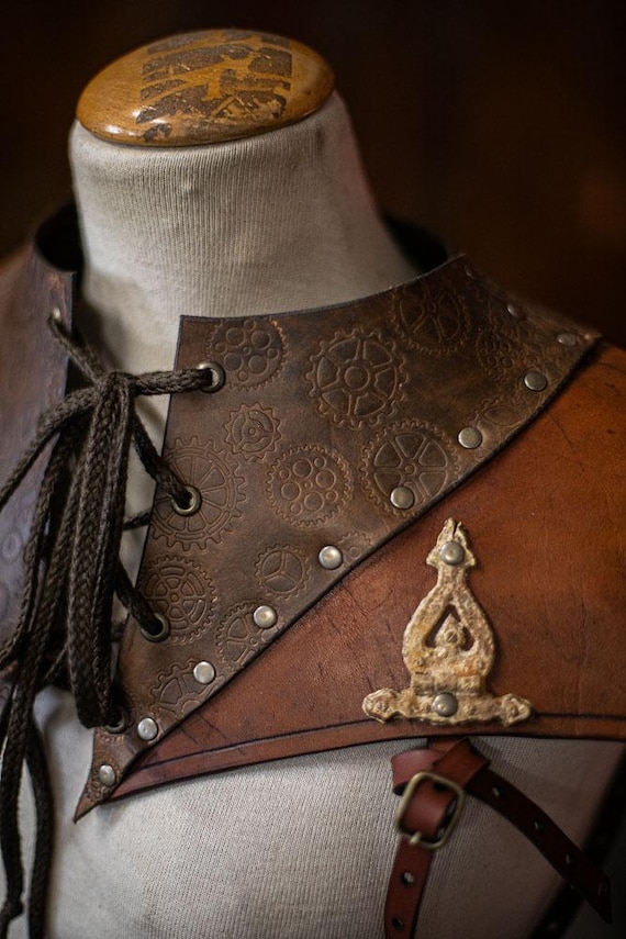 Guêtre vintage steampunk en cuir greaves médiéval guerrier pour homme