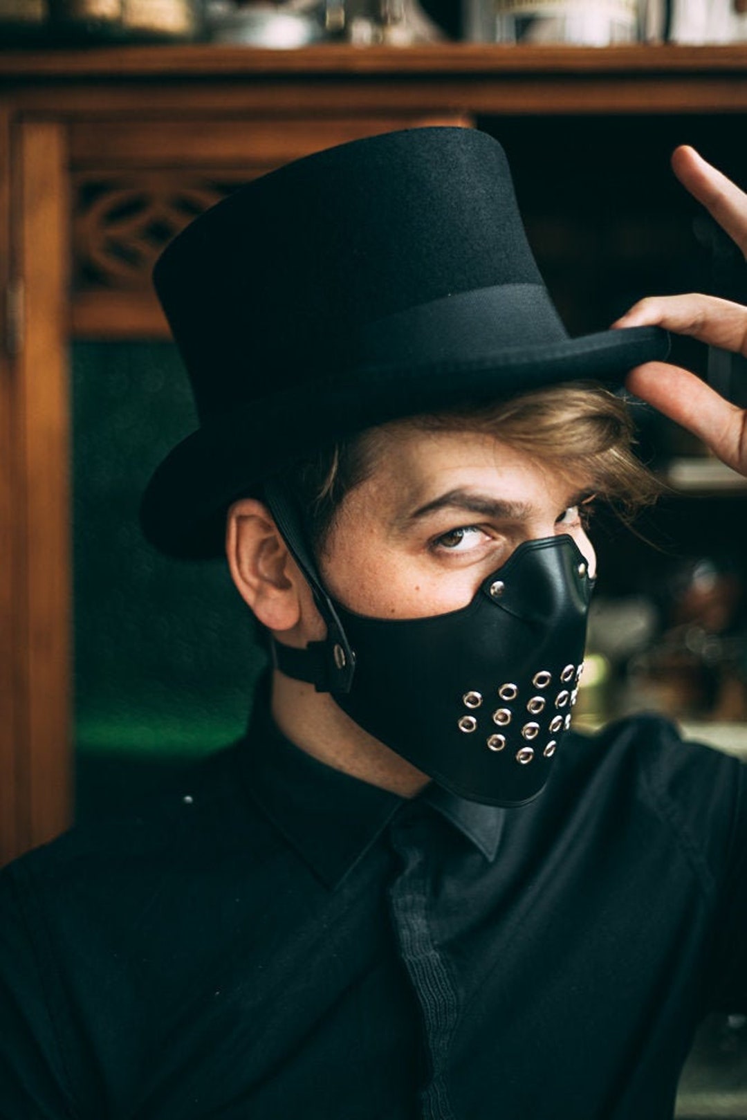 Leather Face Mask Motorcycle Steampunk Style Vintage Mask Leather