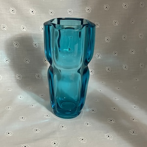 Vintage Vase, Czech Blue Glass Vase, Sklo Union Rudolfova, Frantisek Vizner, Collectable Bohemian Art Glass, Easter