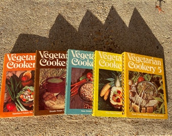 Vintage 5 Vegetarian Cookery cookbooks set healthy cooking meatless meals