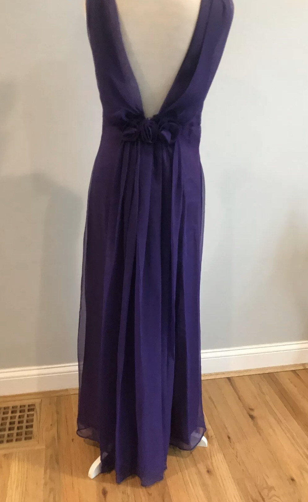 Vintage Purple Empire Chiffon Rosettes Long Formal Maxi Dress Prom ...