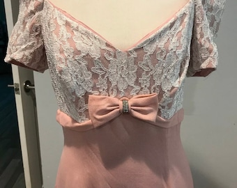 Vintage 1980’s Formal Dress Lizette Mimi Giovanni - Off the Shoulder Wedding Bridesmaid Empire Pink Plus Size