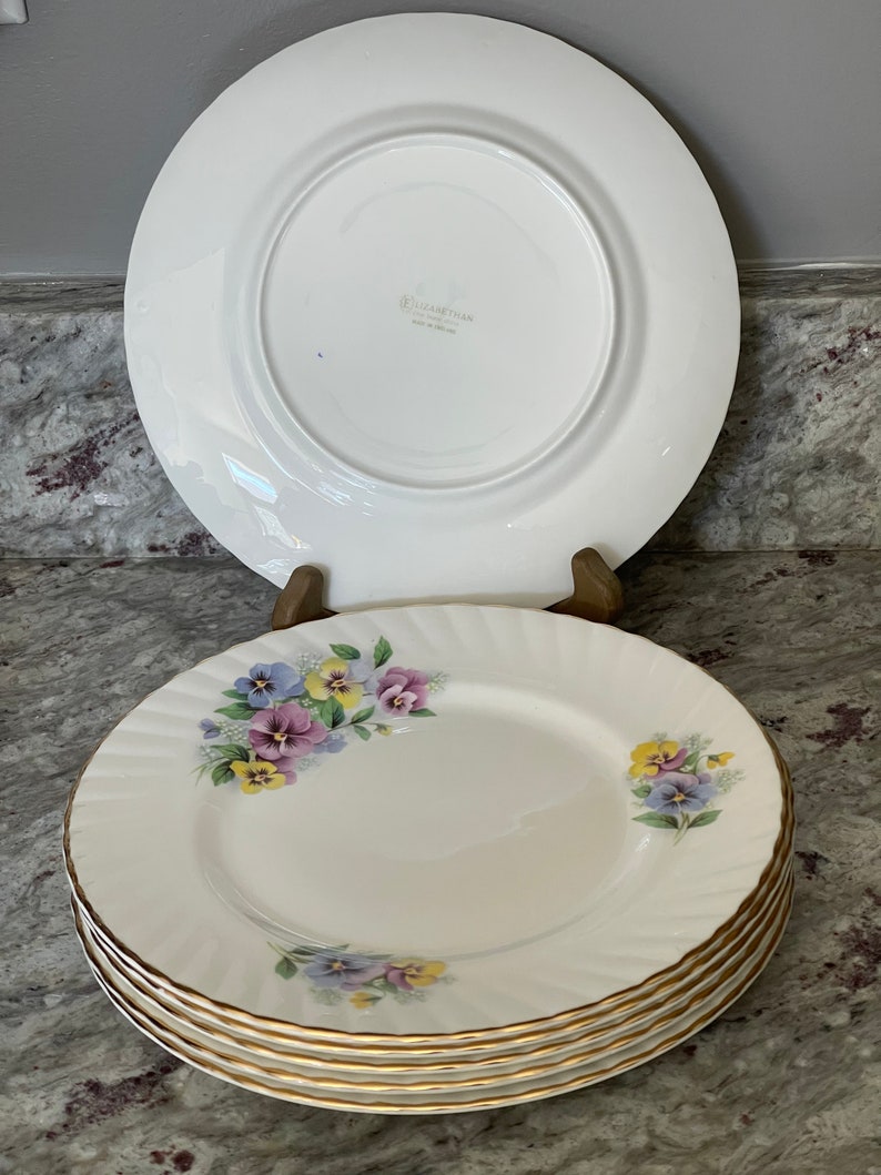 Elizabethan Fine China Plates Pansies rare Pattern Etsy