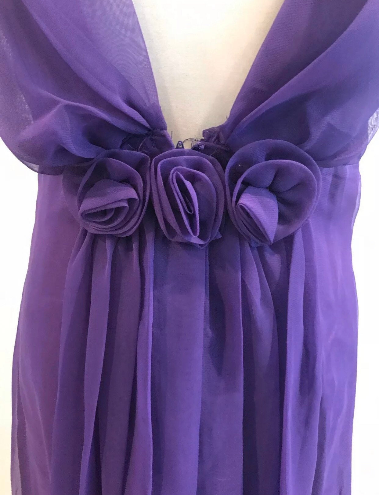Vintage Purple Empire Chiffon Rosettes Long Formal Maxi Dress - Etsy