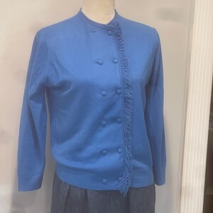 MODELTEX Fringed Blue Knit Cardigan Sweater - Medium