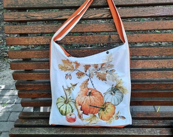 Patrón de bolso hobo Bolso tote grande Bolso de hombro Bolso tote patrón calabaza Bolso de lino Bolso de uso diario Bolso reutilizable Bolso de la compra Bolso bandolera grande