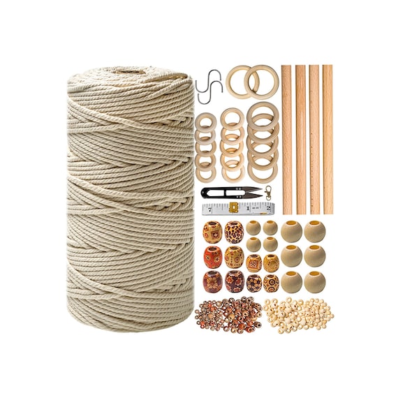 Macrame Kit - 227pc Macrame Wall Hanging Kit. Macrame Plant Hanger Kit  Supplies 225y Macrame Cord 3mm Beads Wood Dowels Rings E Book. Macrame  Starter