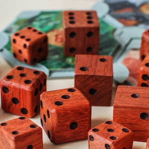 African Padauk Dice // 16mm (5/8") and 20mm (3/4") // Handmade Unique Dice