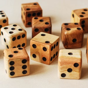 Cherry Wood Dice // 20 mm 3/4 and 16mm 5/8 // Handmade Unique Dice image 1