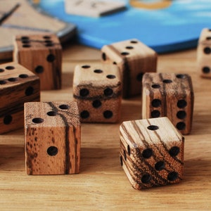 Zebrano Wood Dice // Zebrawood 20 mm (3/4") and 16 mm (5/8") // Handmade Unique Dice