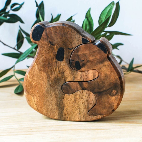 Puzzle en bois Koala câlin pour tout-petits // Puzzle Montessori
