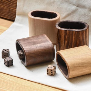 Wooden Backgammon Dice Cup with Felt Bottom - Handcrafted Hardwood Dice Shaker