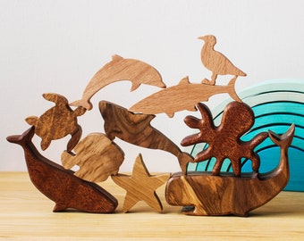 Ocean Animals // Wooden Toy for Kids / Sea Animals Set