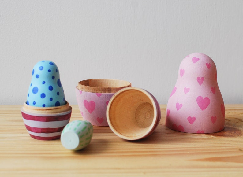 Modern Matryoshka Toy // Pastel Nesting Toy for Kids // Mind Puzzles for Children image 1