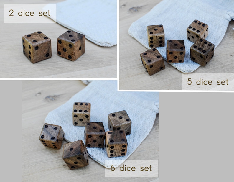 Walnut Dice // 16mm 5/8 and 20mm 3/4 // Handmade Unique Dice // Black and Common Walnut Dice Com. walnut 16mm