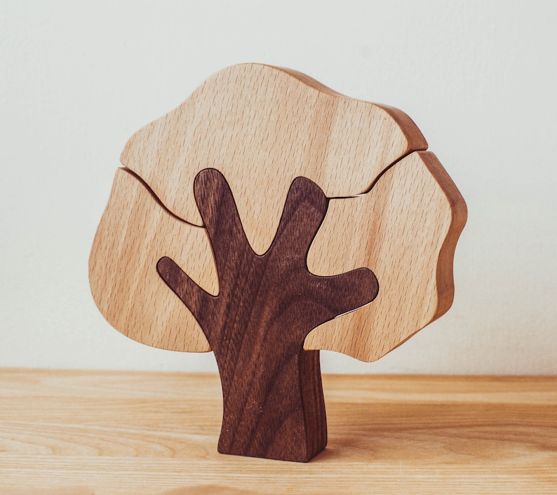 Set of Wooden Trees // Figures to Play // Natural Wood Toy // Forest Tree Puzzles image 7