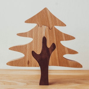 Set of Wooden Trees // Figures to Play // Natural Wood Toy // Forest Tree Puzzles image 6