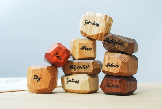Fruits of the Holy Spirit - Wooden Balancing Stones - Stacking Rocks