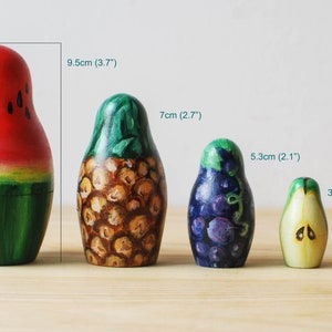 Fruity Matryoshka Toy // Hand Painted Watermelon Pineapple Nesting Toy for Kids // Fruit Russian Dolls / Wood image 4