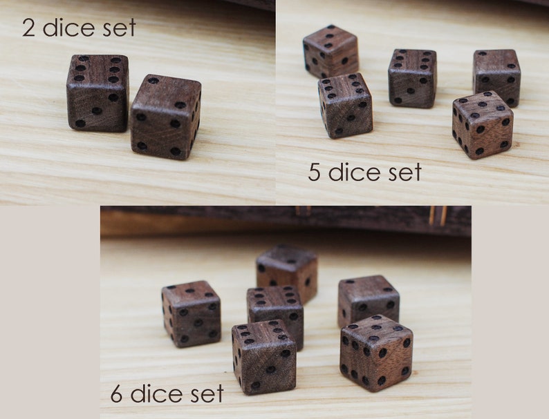 Walnut Dice // 16mm 5/8 and 20mm 3/4 // Handmade Unique Dice // Black and Common Walnut Dice Bl.Walnut 16mm