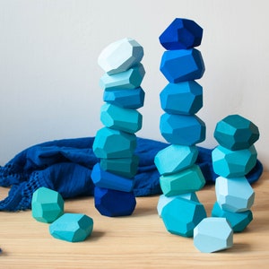 Pastel Teals and Blues Balancing Blocks // Turquoise Coloured Pile of Stones