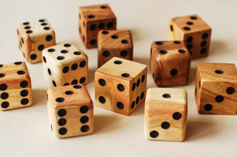 Cherry Wood Dice // 20 mm 3/4 and 16mm 5/8 // Handmade Unique Dice image 1