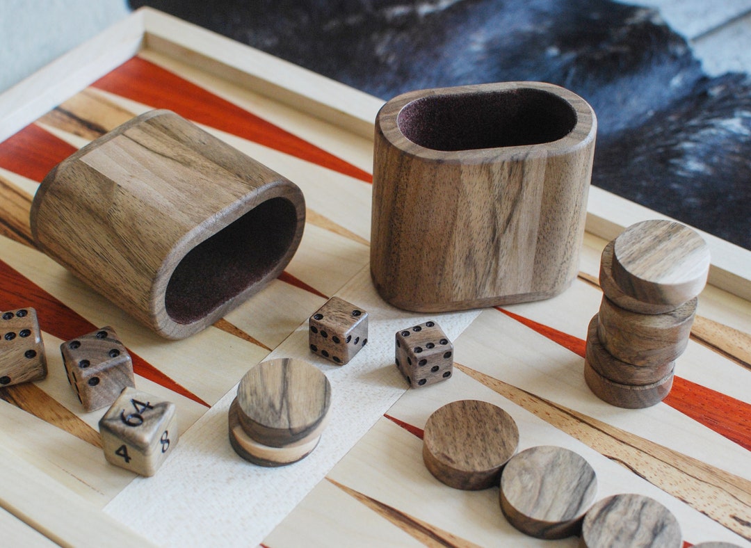 Backgammon Bundle // Cups Disks and Dice // Handmade Etsy