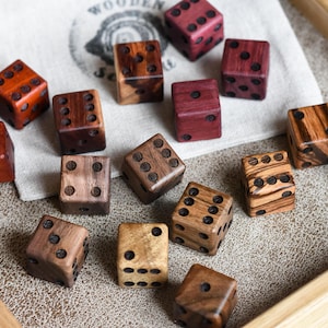 Handmade Black Walnut and Exotic Wood Dice Set, Customizable D6, Elegant Game Dice