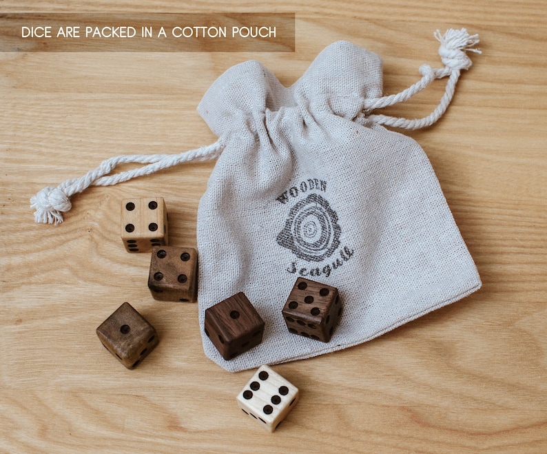 Walnut Dice // 16mm 5/8 and 20mm 3/4 // Handmade Unique Dice // Black and Common Walnut Dice image 8