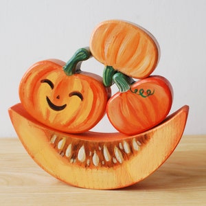Balancing Pumpkin Toy // Fall Halloween Decor //  Wooden Handmade
