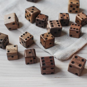 Walnut Dice // 16mm 5/8 and 20mm 3/4 // Handmade Unique Dice // Black and Common Walnut Dice image 2