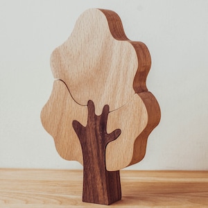 Set of Wooden Trees // Figures to Play // Natural Wood Toy // Forest Tree Puzzles image 8