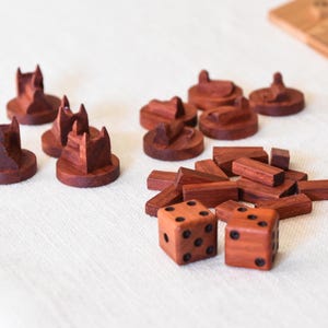 Collector’s Carved Catan Player Tokens | Exotic Hardwood Game Pieces | Fits Official Size | Luxury Wooden Catan Upgrade