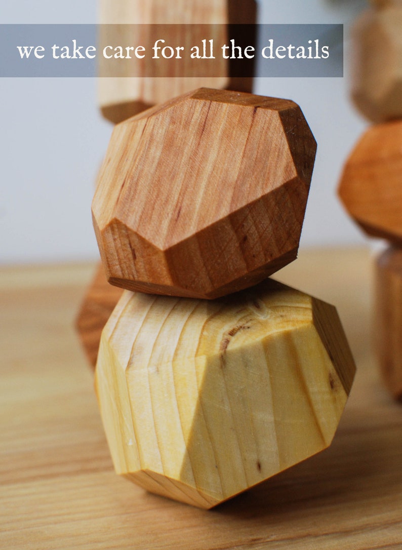 Light Wood Balancing Stones // Light Wood Rocks // Wood Stones // Pile of Wood Stones // Montessori Toy image 5