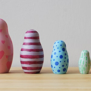 Modern Matryoshka Toy // Pastel Nesting Toy for Kids // Mind Puzzles for Children image 2