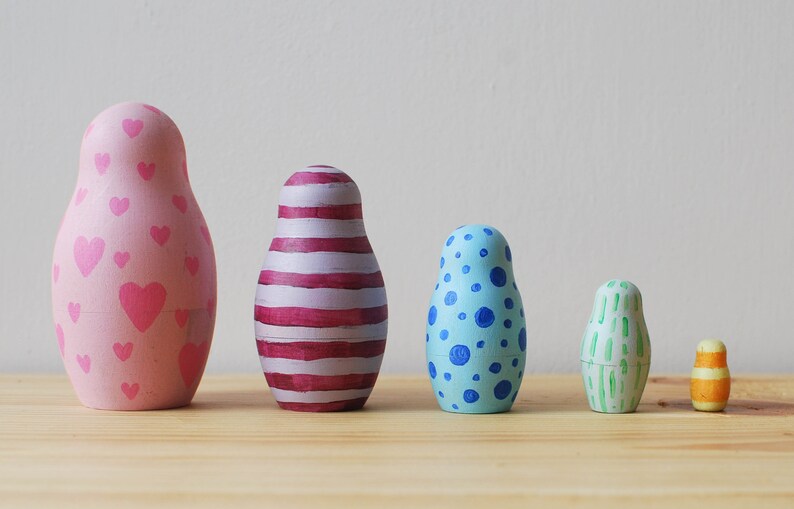 Modern Matryoshka Toy // Pastel Nesting Toy for Kids // Mind Puzzles for Children image 2