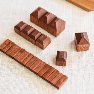 Wooden Catan Player Tokens Set BASIC | Exotic Hardwoods | Fits Official Size | Handmade Game Pieces for Catan Board