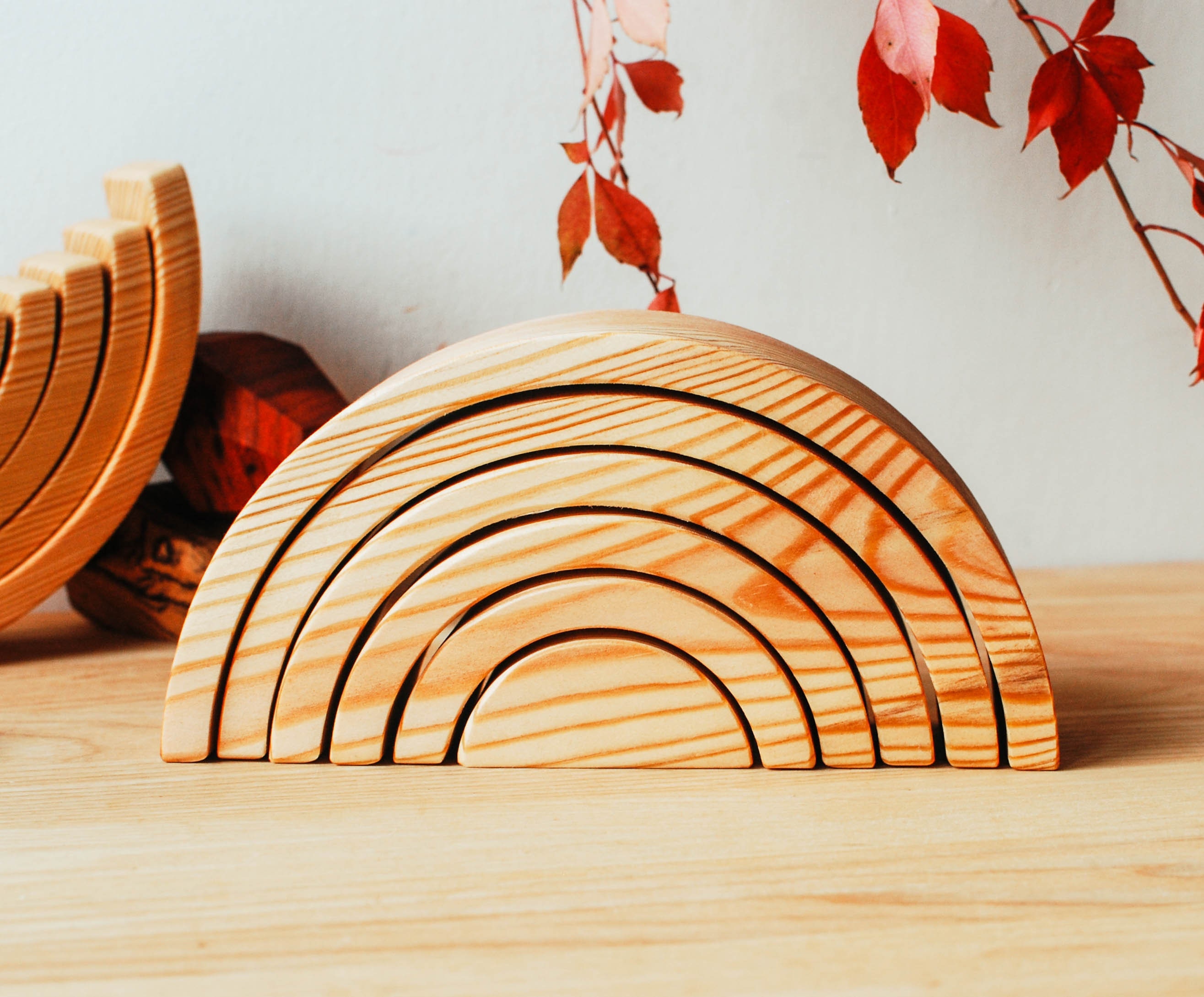 Pine Wood Rainbow Toy // Wooden Original Rainbow Stacker Toy Etsy