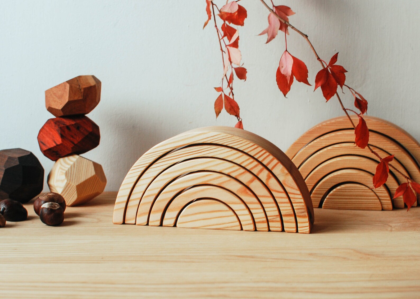 Pine Wood Rainbow Toy // Wooden Original Rainbow Stacker Toy Etsy