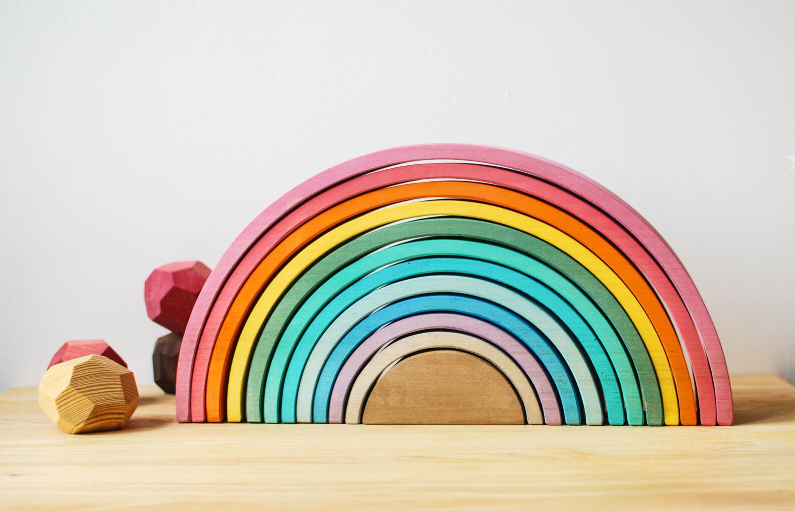 Pastel Rainbow Wooden Stacker Toy // Colorful Original Rainbow - Etsy