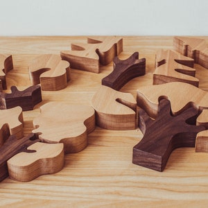 Set of Wooden Trees // Figures to Play // Natural Wood Toy // Forest Tree Puzzles image 5