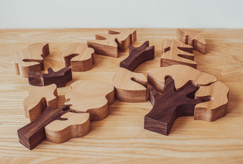 Set of Wooden Trees // Figures to Play // Natural Wood Toy // Forest Tree Puzzles image 5