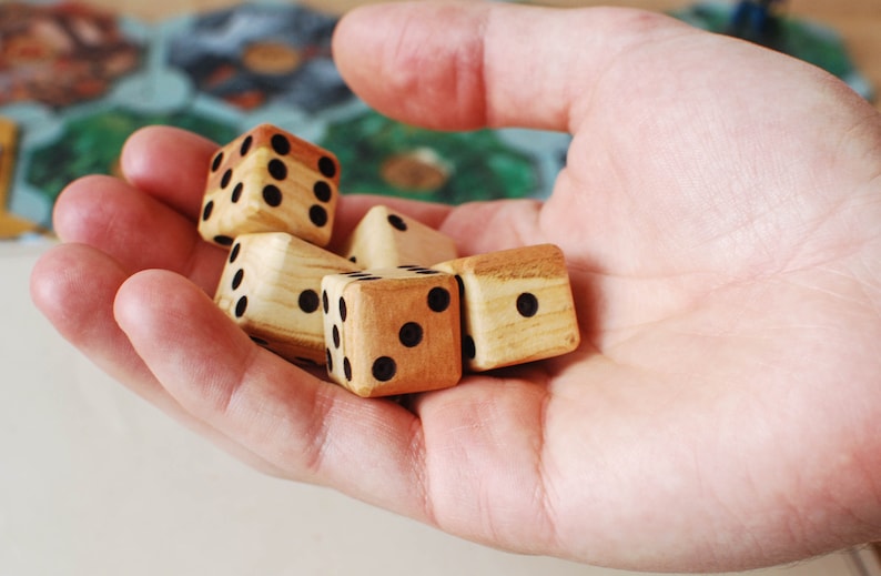 Cherry Wood Dice // 20 mm 3/4 and 16mm 5/8 // Handmade Unique Dice image 5